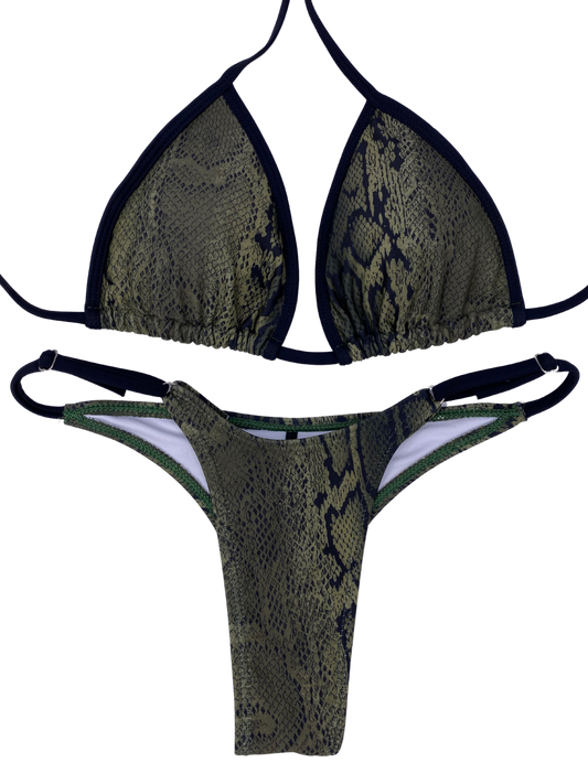 Green Snake Posing Bikini