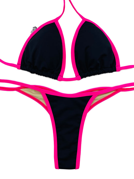 Black & Pink Neon Posing Bikini