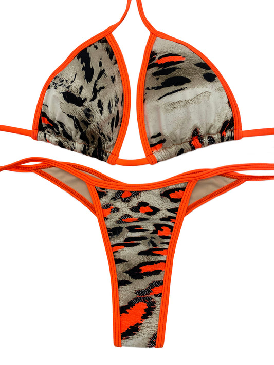 Orange Neon Tiger Posing Bikini